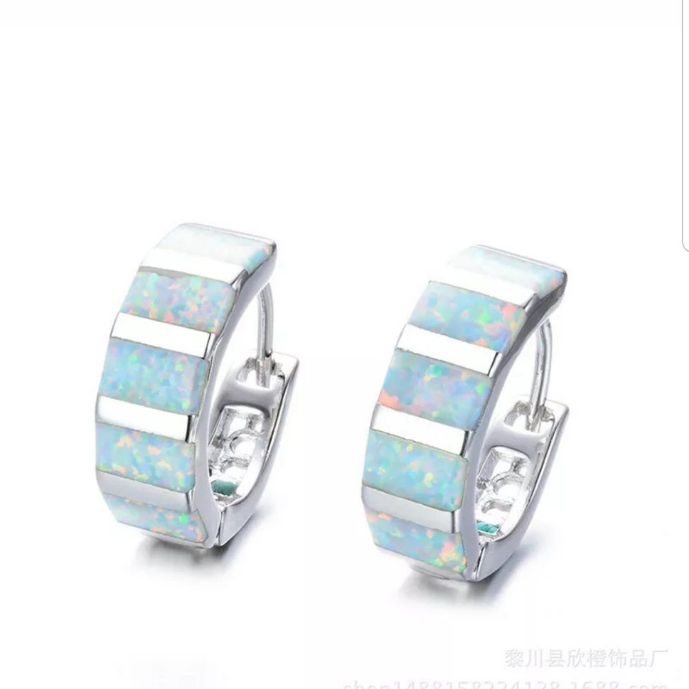 Women Silver Multicolor Opal dangle earrin…